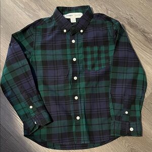 Old Navy Green and Navy Plaid Shirt